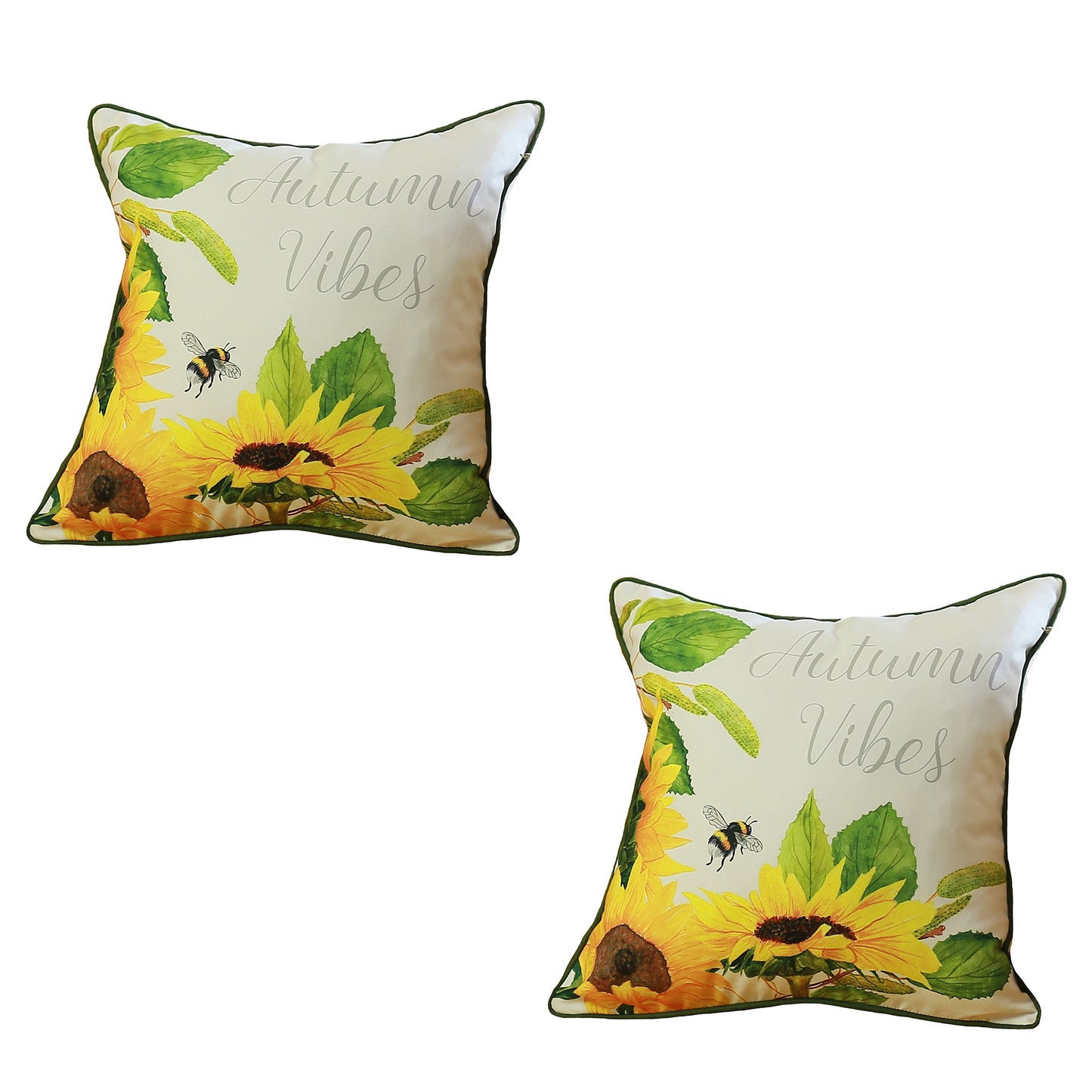 Fall Season Decorative Throw Pillow Set of 2 18" x 18" Sunflowers Lumbar for Couch, Bedding