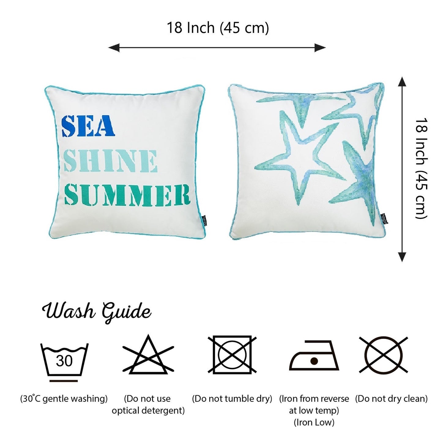 Decorative Set of 2 Nautical Coastal Throw Pillows 18" x 18" Square