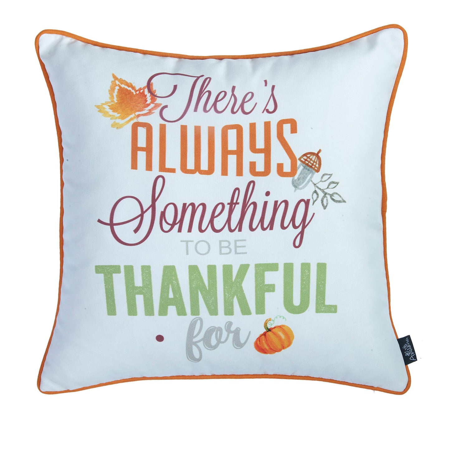 Fall Season Decorative Throw Pillow Set of 2 Plaid & Quote 18" x 18" Yellow & Orange Square Thanksgiving for Couch, Bedding