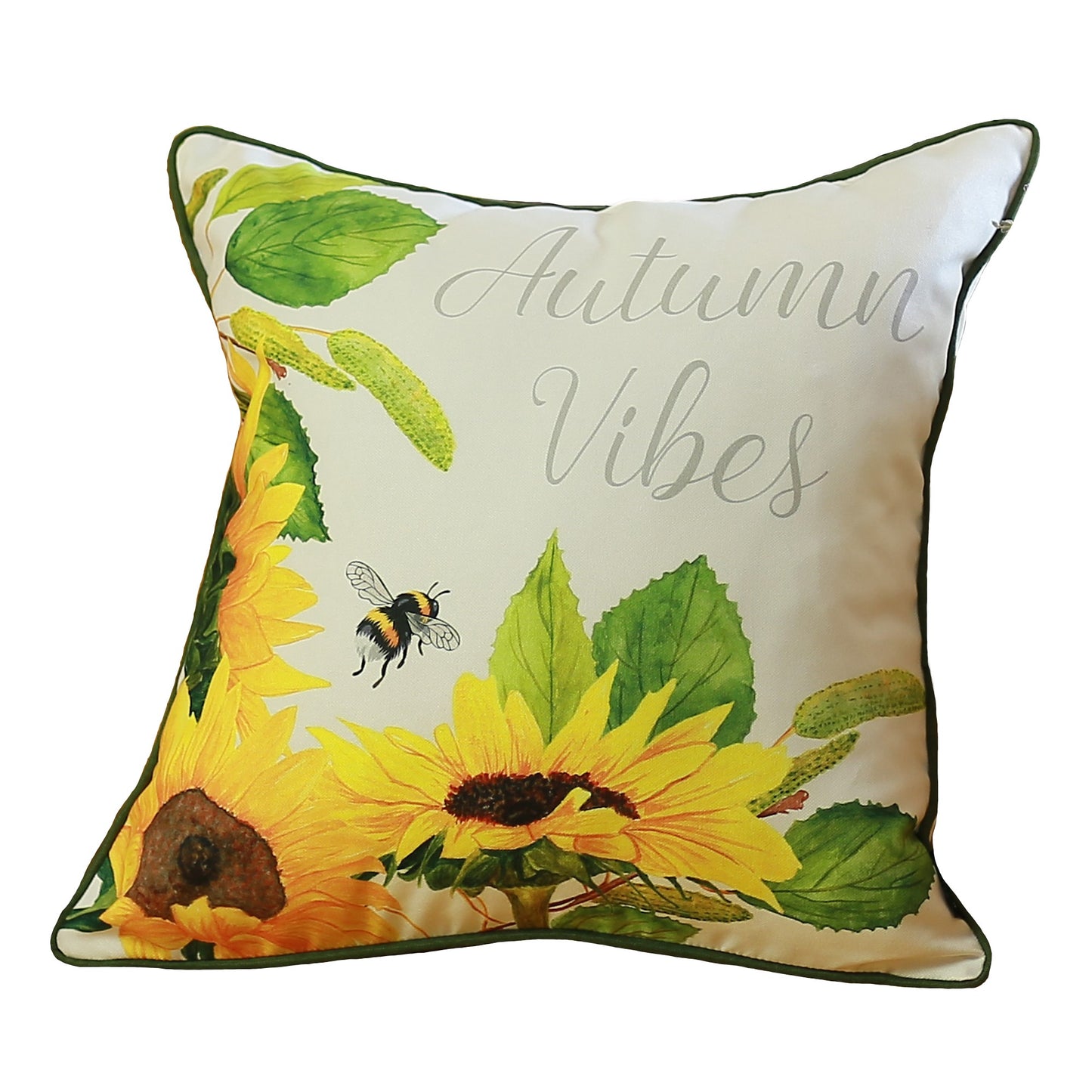 Decorative Fall Thanksgiving Throw Pillow Cover Sunflowers 18" x 18" Lumbar for Couch, Bedding