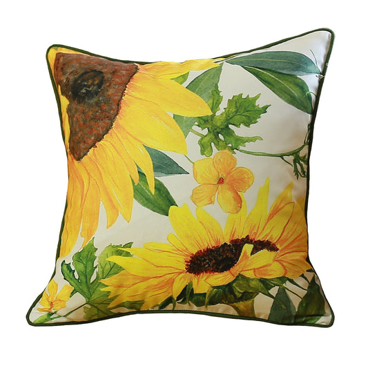 Decorative Fall Thanksgiving Throw Pillow Cover Sunflowers 18" x 18" Square for Couch, Bedding