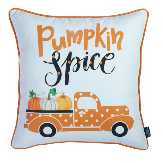 Decorative Fall Season Thanksgiving Pumpkin Spice Square 18" x 18" Throw Pillow Cover