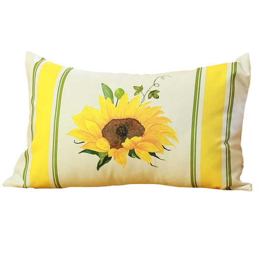 Decorative Fall Thanksgiving Throw Pillow Cover Sunflower 14" x 21" Lumbar for Couch, Bedding