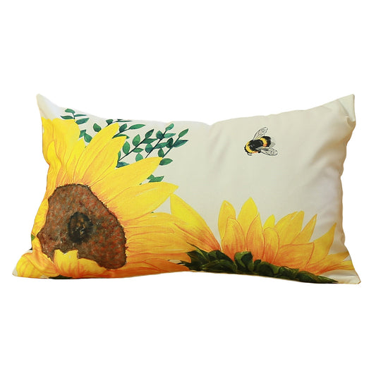Decorative Fall Thanksgiving Throw Pillow Cover Sunflowers 14" x 21" Lumbar for Couch, Bedding