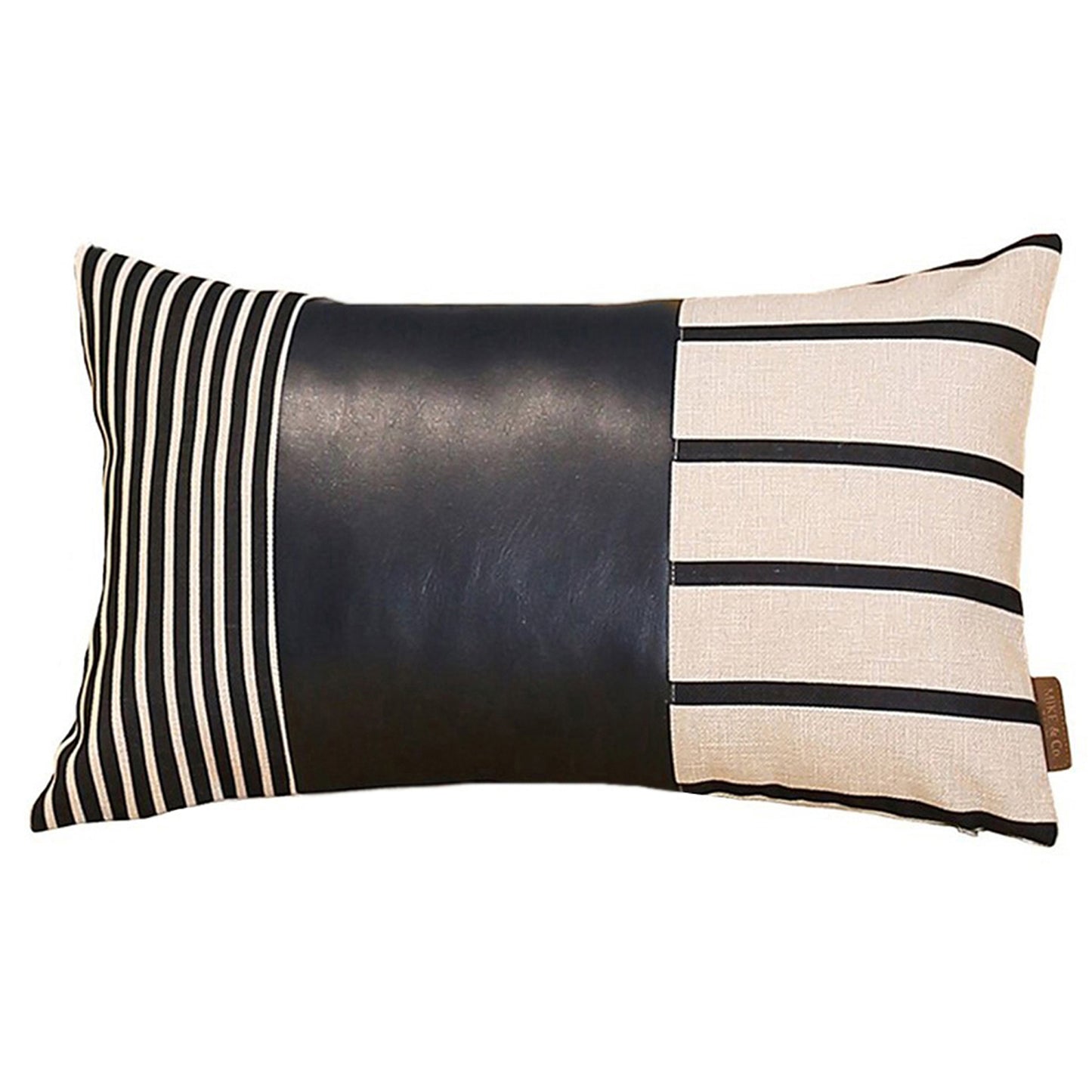 Boho Decorative Single Throw Pillow Cover Vegan Faux Leather Geometric for Couch, Bedding