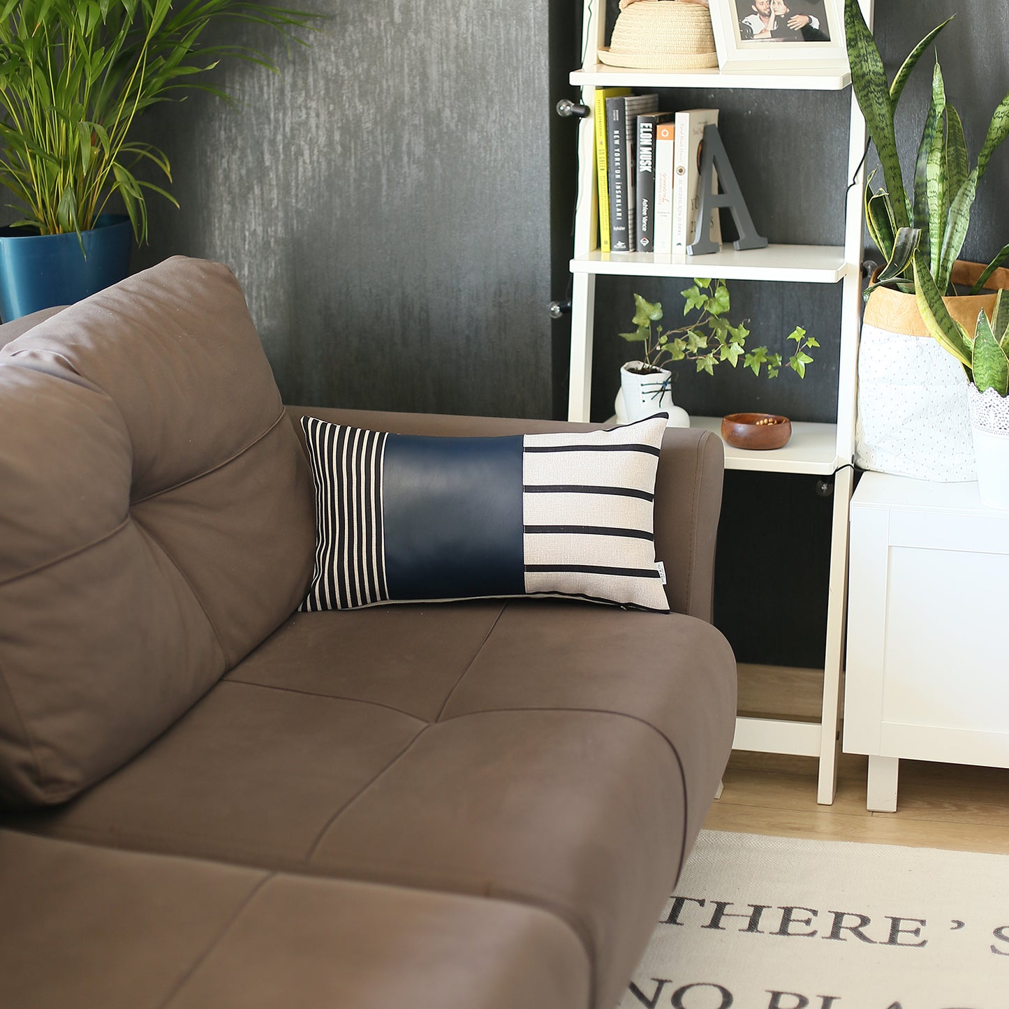 Boho Decorative Single Throw Pillow Cover Vegan Faux Leather Geometric for Couch, Bedding