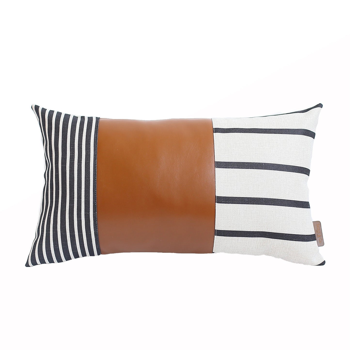 Boho Decorative Single Throw Pillow Cover Vegan Faux Leather Geometric for Couch, Bedding