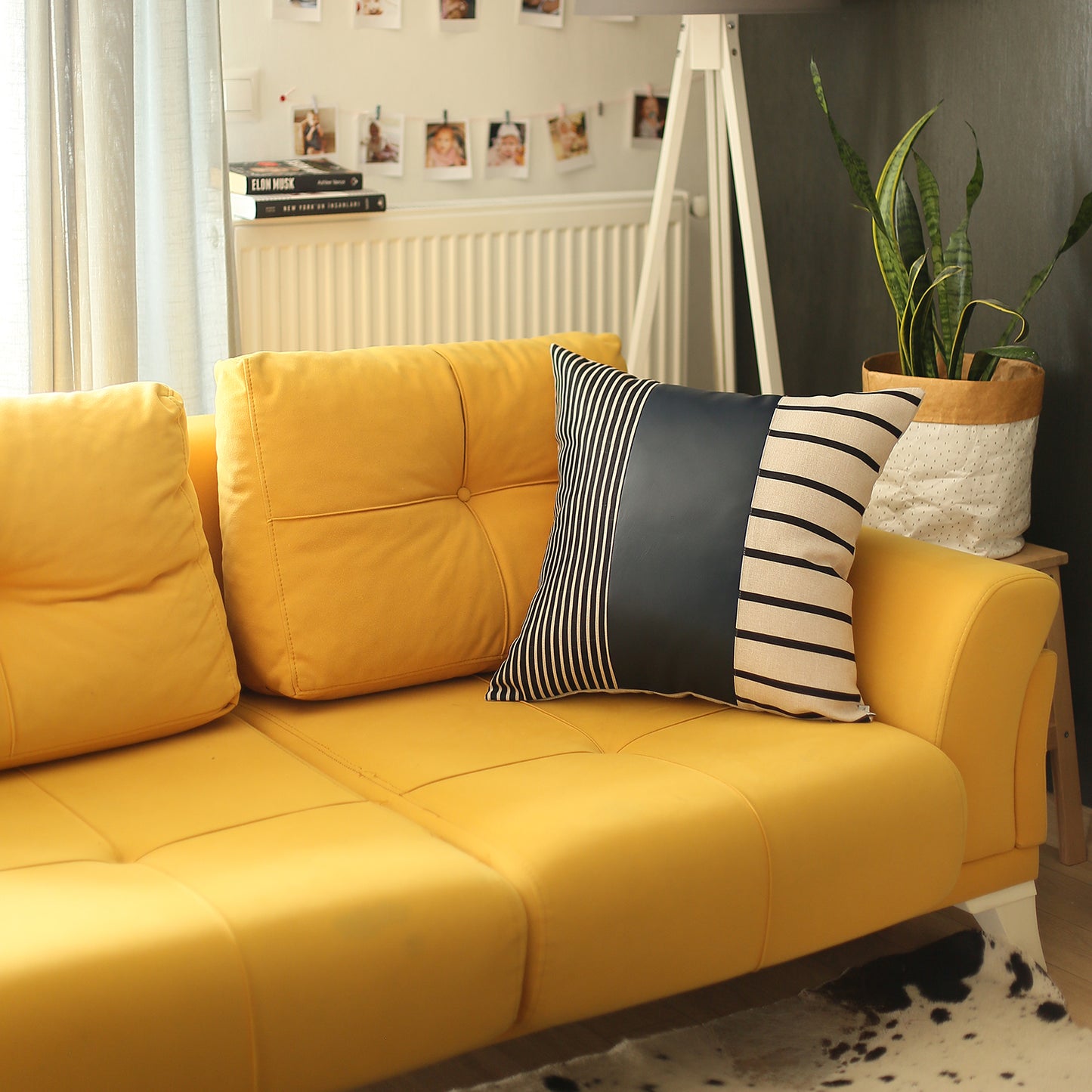 Boho Decorative Single Throw Pillow Cover Vegan Faux Leather Geometric for Couch, Bedding