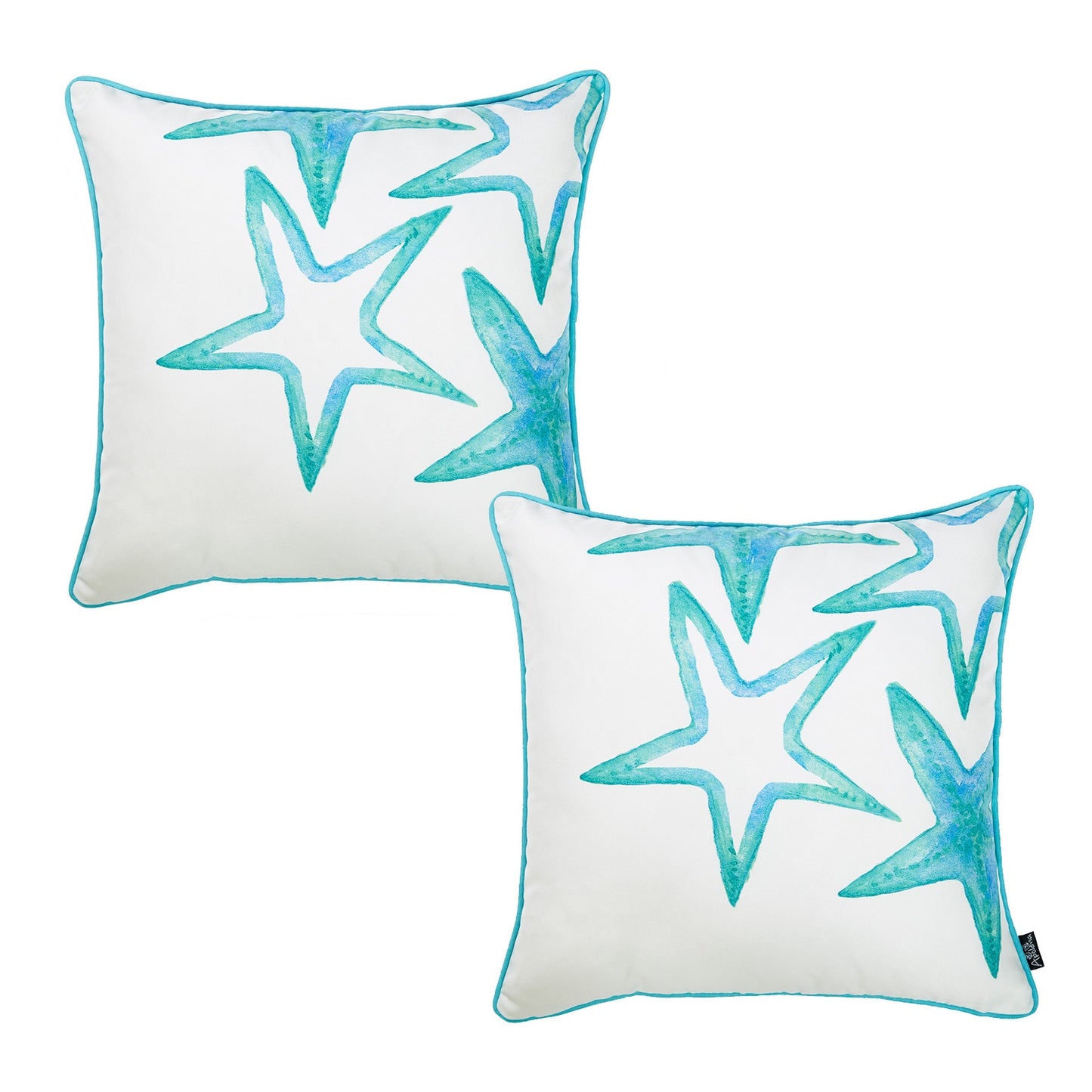 Nautical Coastal Decorative Set of 2 Throw Pillow Covers 18" x 18" Square White & Blue