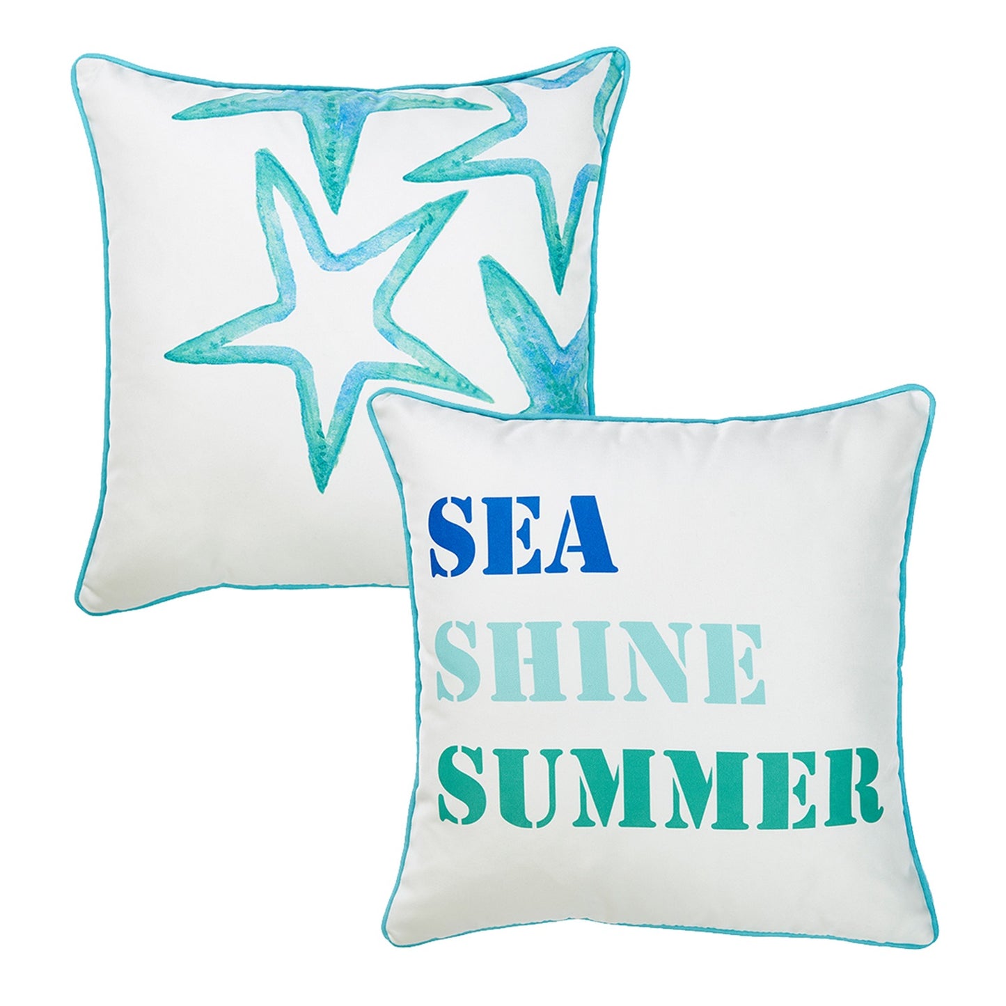 Nautical Coastal Decorative Set of 2 Throw Pillow Covers 18" x 18" Square
