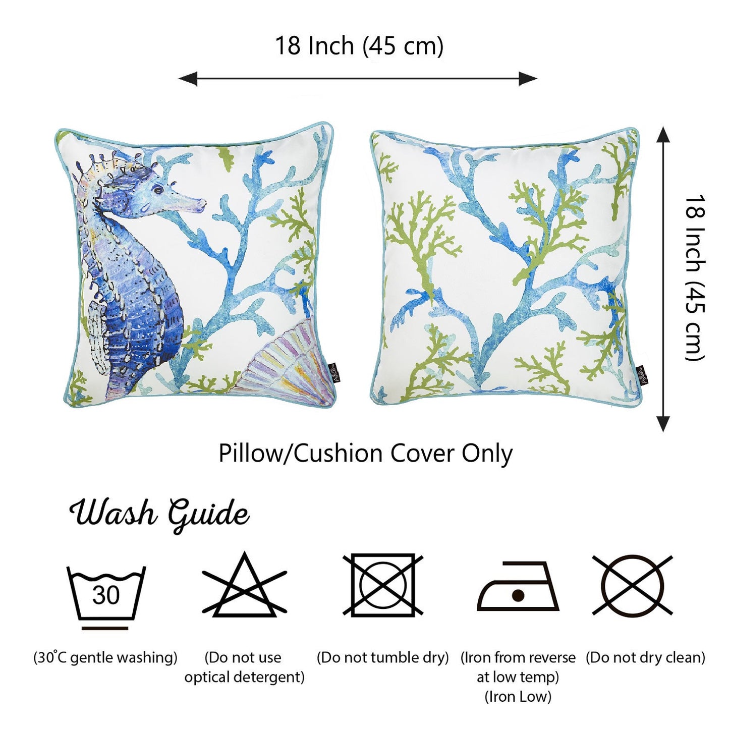Nautical Coastal Decorative Set of 2 Throw Pillow Covers 18" x 18" Square