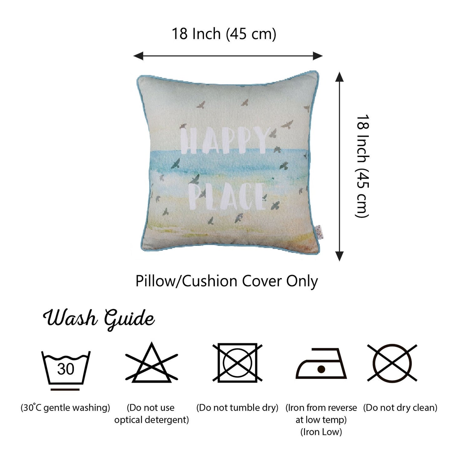 Nautical Coastal Decorative Set of 2 Throw Pillow Covers 18" x 18" Square White & Blue