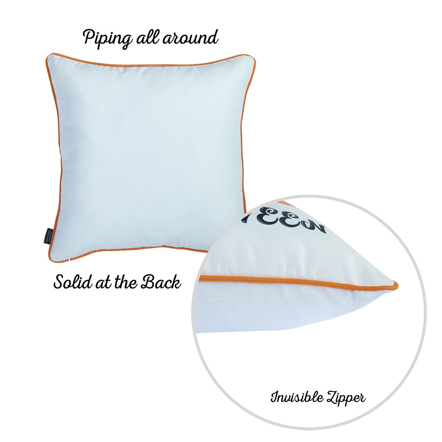 Decorative Fall Thanksgiving Throw Pillow Cover Set of 4 Halloween Quote & Pumpkins 18" x 18" Orange & Green Square for Couch, Bedding