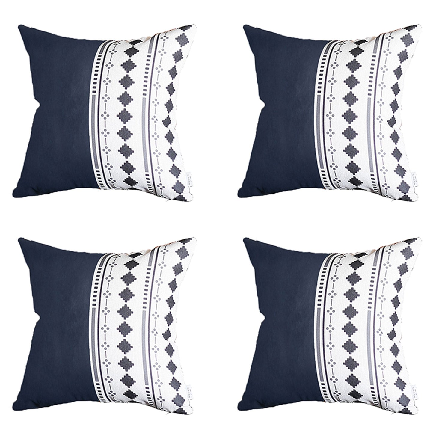 Bohemian Set of 4 Handmade Decorative Throw Pillow Vegan Faux Leather Geometric for Couch, Bedding