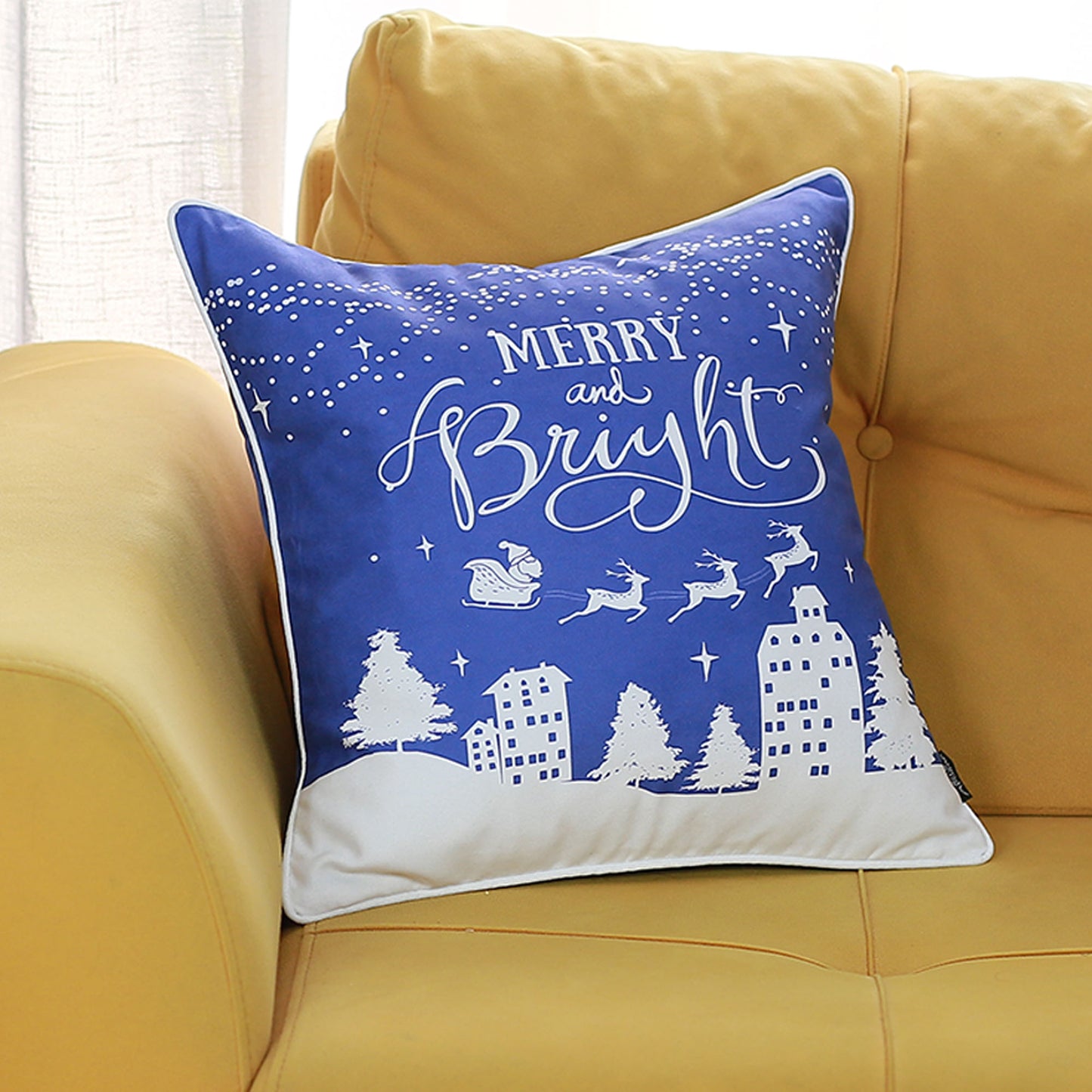 Decorative Christmas Night Single Throw Pillow Cover 18" x 18" Square for Couch, Bedding - Apolena