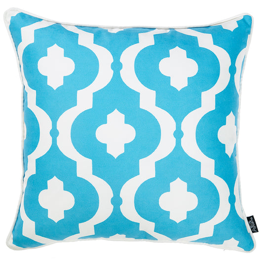Marine Blue Moroccon Stars Square 18" Throw Pillow Cover