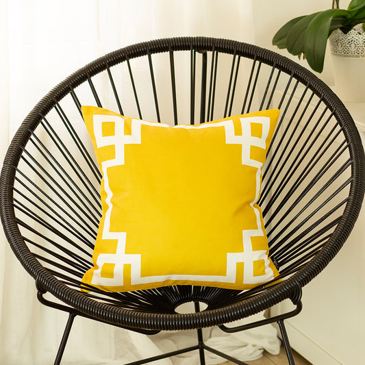 Geometric Yellow&White Square Throw Pillow Cover & Insert