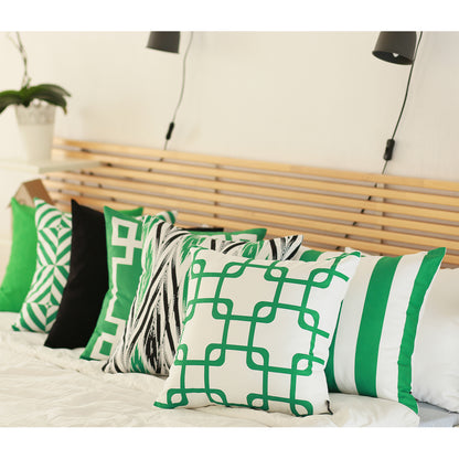 Geometric Green&White Square Throw Pillow Cover - Apolena