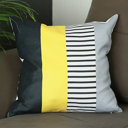 Scandi Yellow Mix Colored Stripes Square 18" Throw Pillow Cover - Apolena