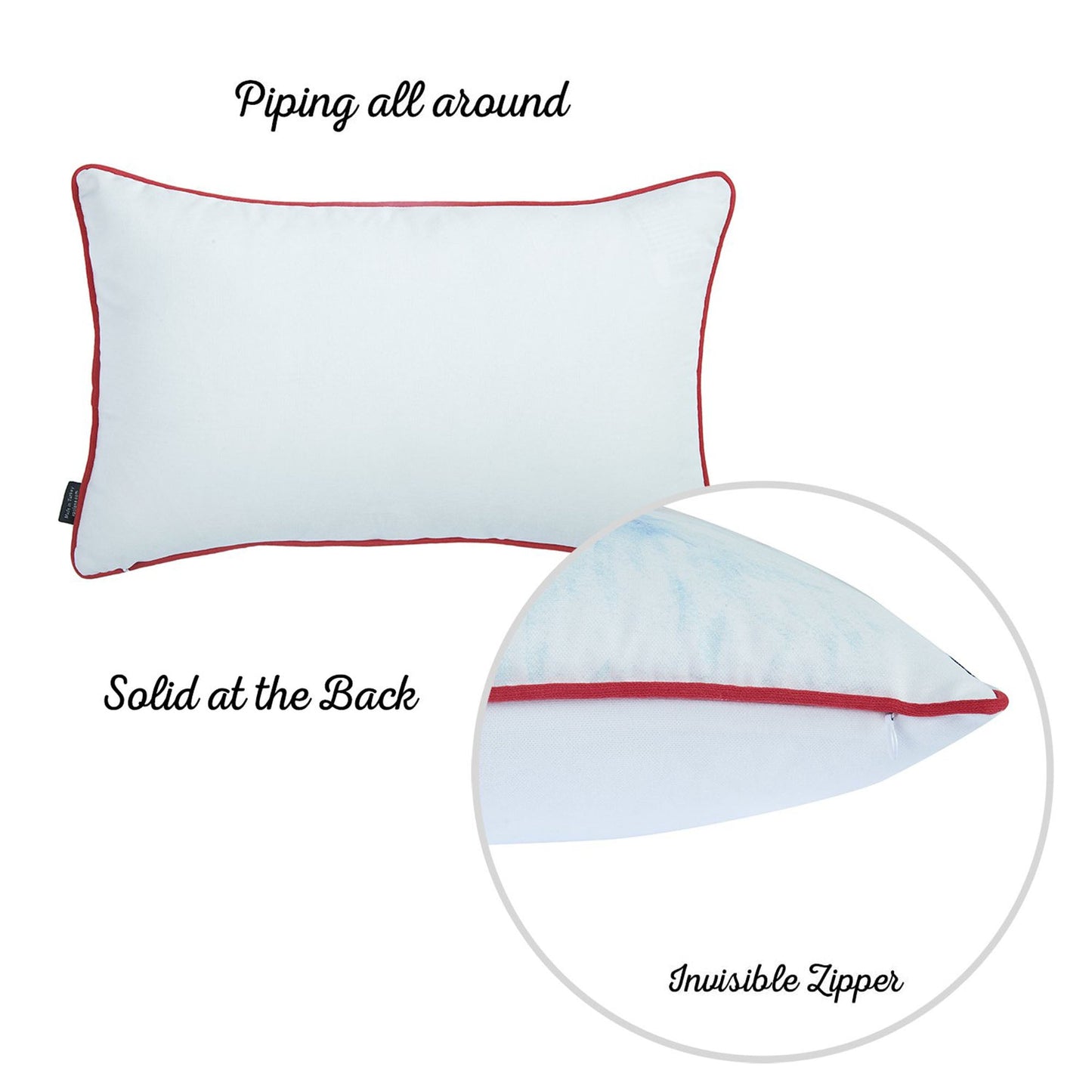 Christmas Santa Decorative Single Throw Pillow 12" x 20" White & Red Lumbar for Couch, Bedding