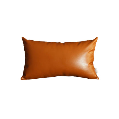 Boho Handcrafted Decorative Single Throw Pillow Cover Vegan Faux Leather Solid for Couch, Bedding
