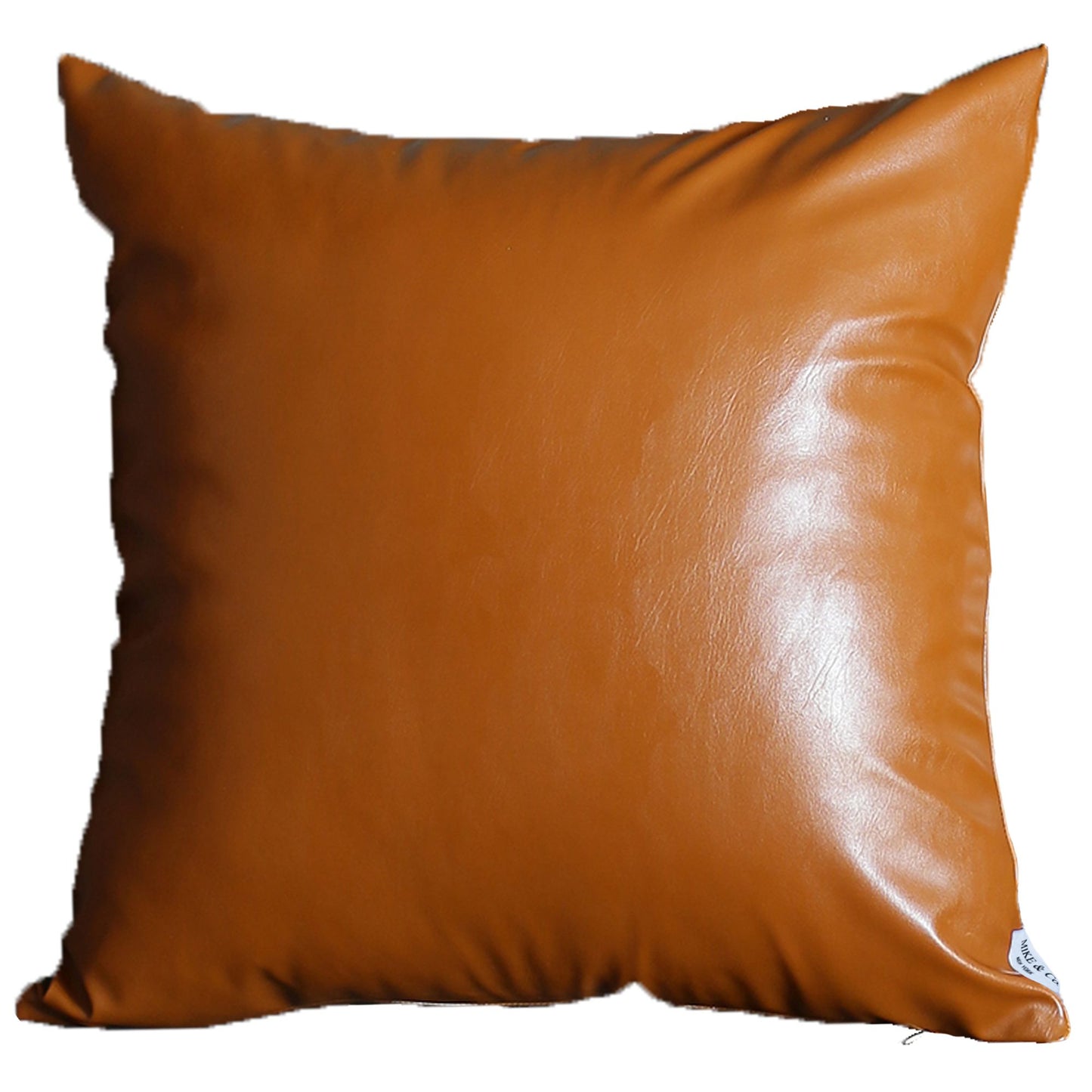 Boho Handcrafted Decorative Single Throw Pillow Cover Vegan Faux Leather Solid for Couch, Bedding