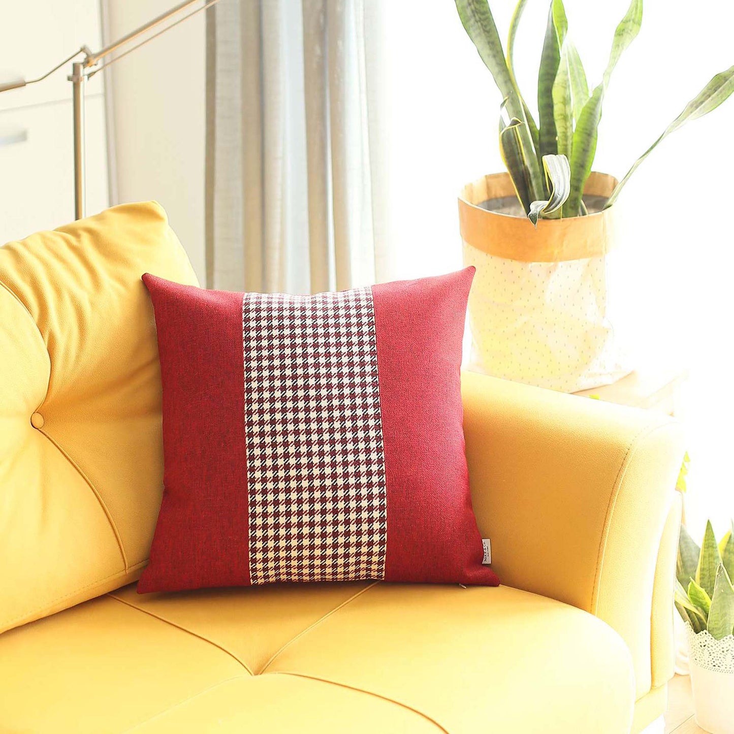 Boho-Chic Handcrafted Decorative Single Throw Pillow Cover Houndstooth Pillowcase for Couch, Bedding
