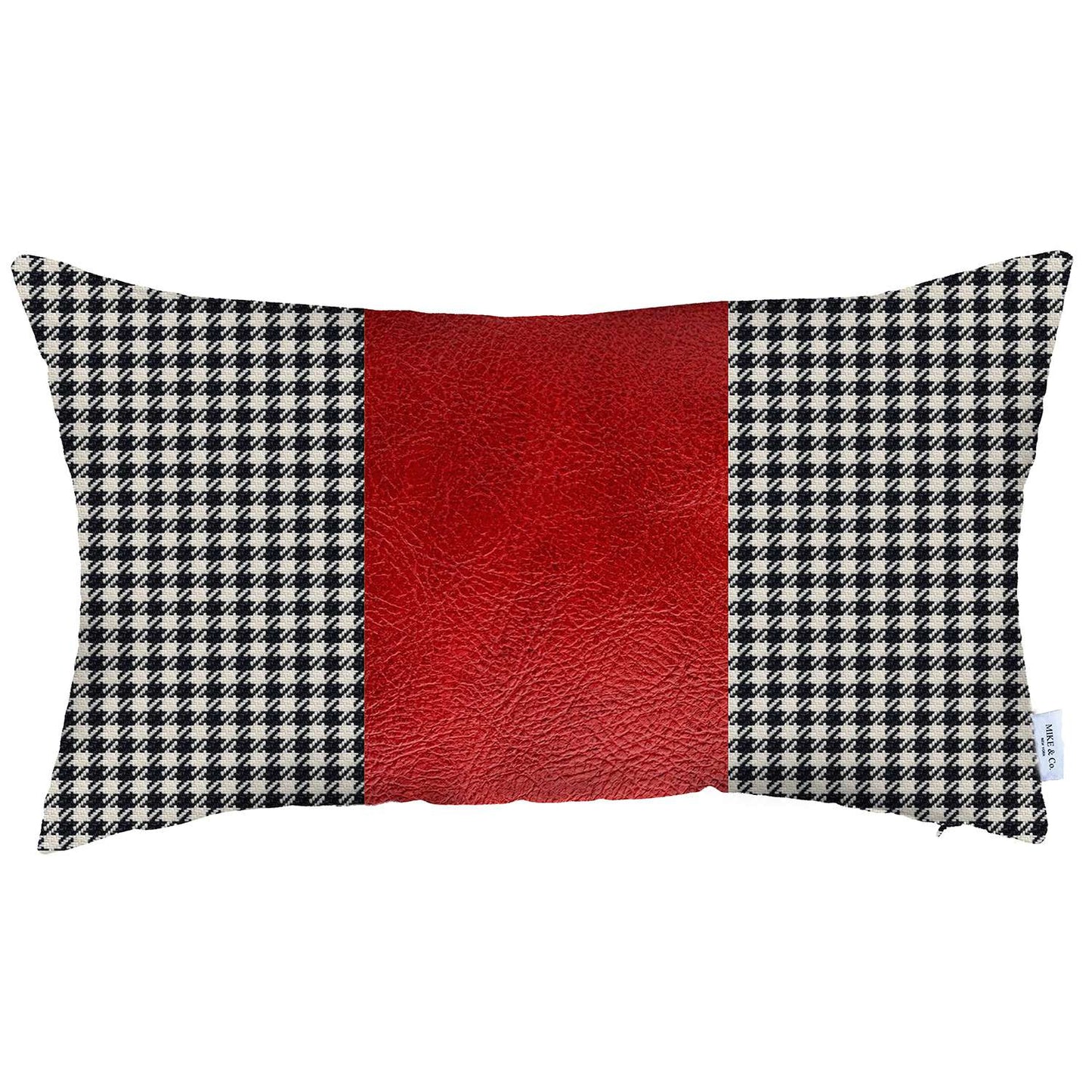 Bohemian Handmade Decorative Throw Pillow Vegan Faux Leather Houndstooth for Couch, Bedding
