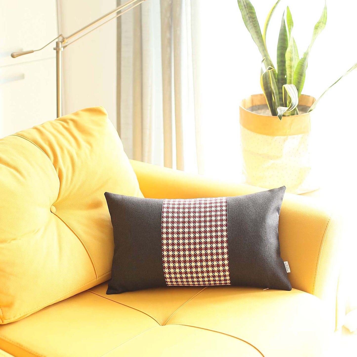 Boho-Chic Handcrafted Decorative Single Throw Pillow Cover Houndstooth Pillowcase for Couch, Bedding