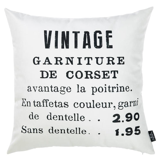 Black and White Vintage Decorative Throw Pillow Cover  Home Decor 18"x 18" - Apolena