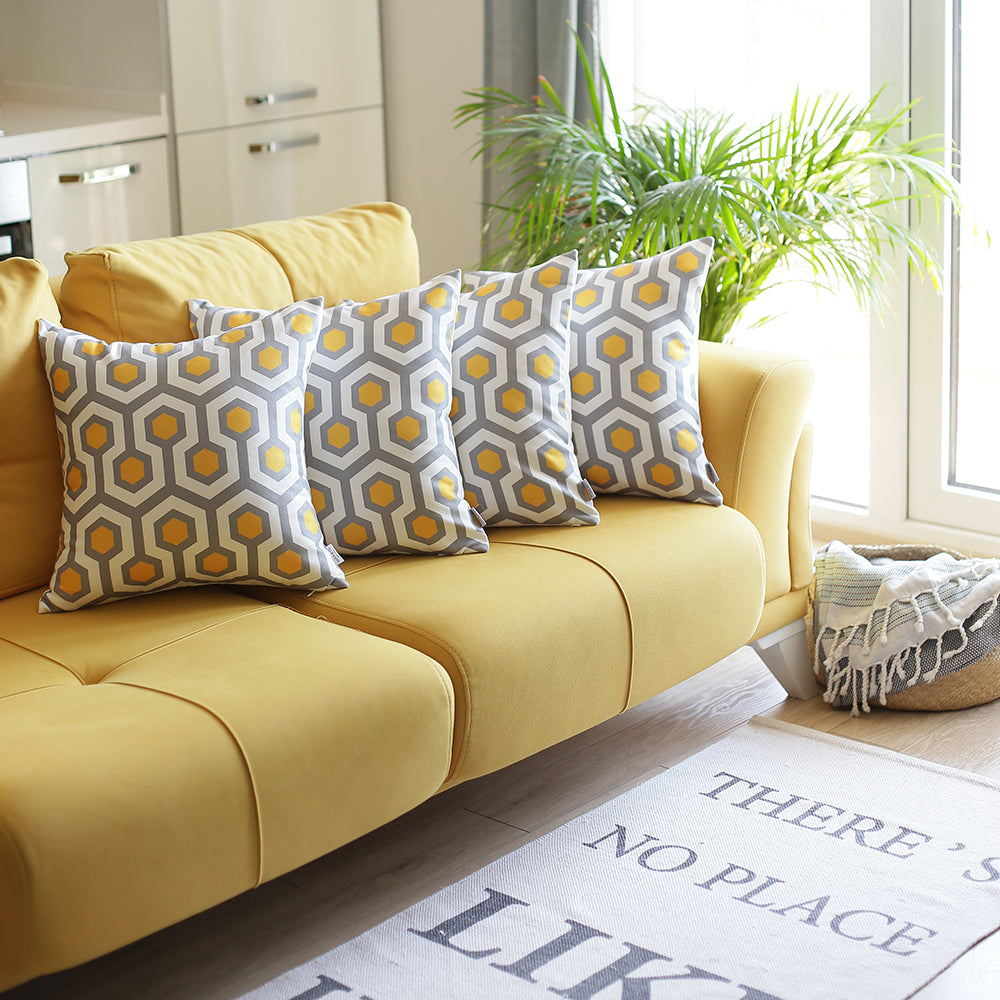 Geometric Circuit Square 18" Throw Pillow Cover (Set of 4)