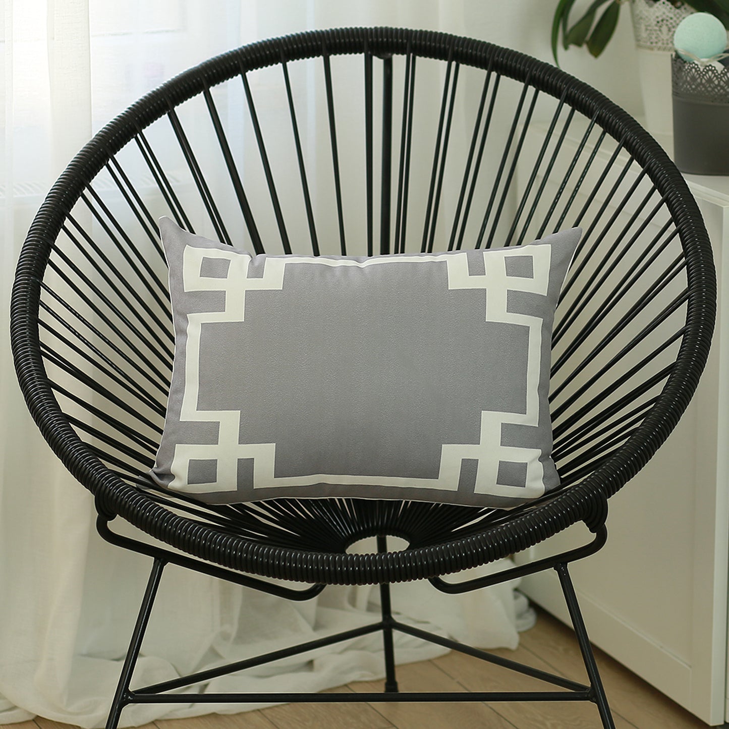 Geometric Grey&White Square Throw Pillow Cover - Apolena