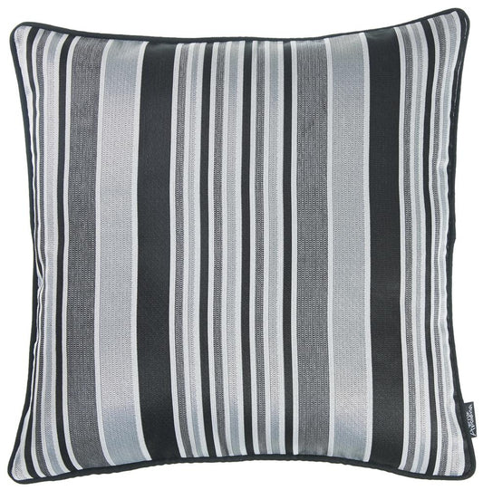 Jacquard Stripe Dark Square 17" Throw Pillow Cover - Apolena