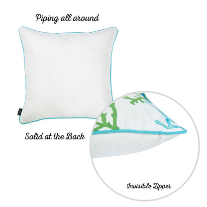 Marine Blue Coral Square Throw Pillow Cover - Apolena