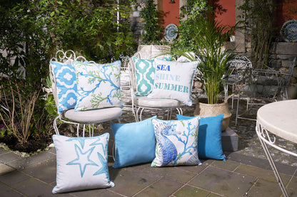 Marine Blue Coral Decorative Throw Pillow Cover Printed Home Decor 18"x18"