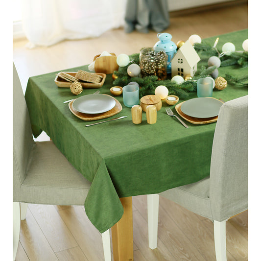 Merry Christmas Solid Green Decorative Tablecloth