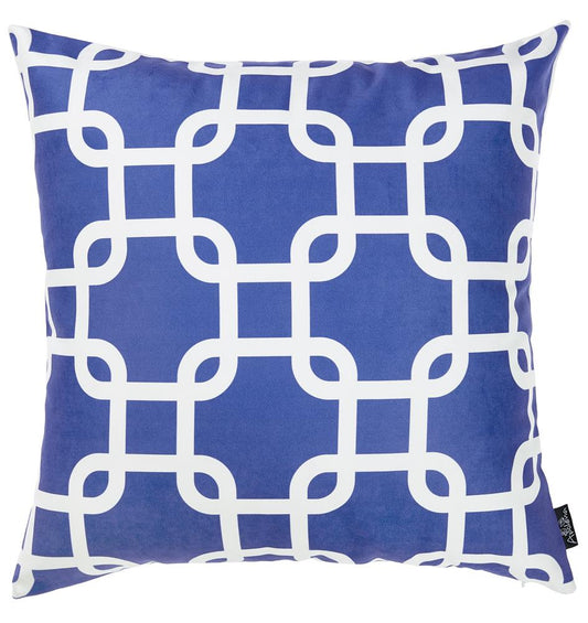 Nautica Blue Latice Square 18" Throw Pillow Cover - Apolena