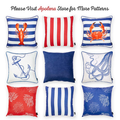 Nautica Blue Reef Square 18" Throw Pillow Cover - Apolena