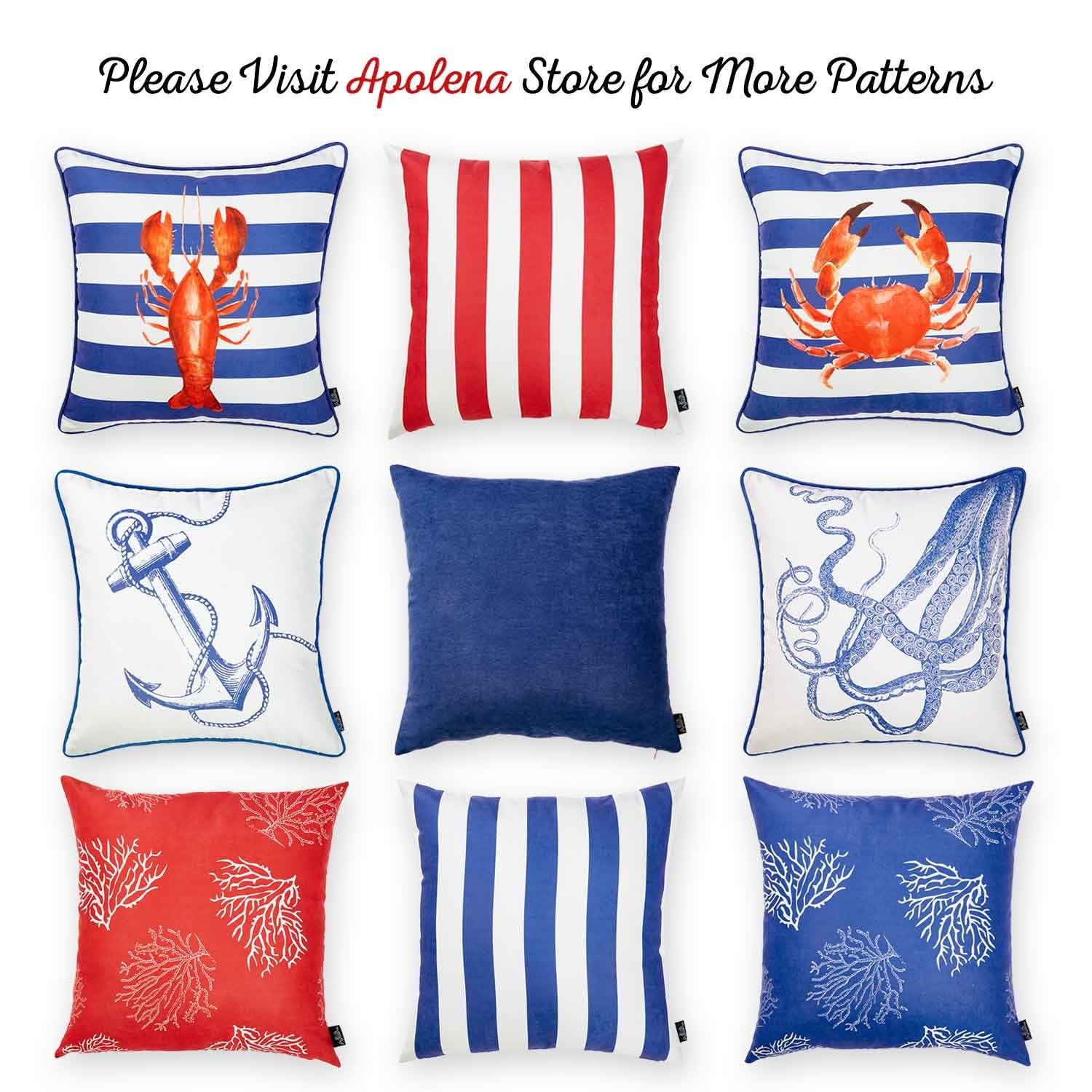 Nautica Octopus Square 18" Decorative Throw Pillow Cover - Apolena