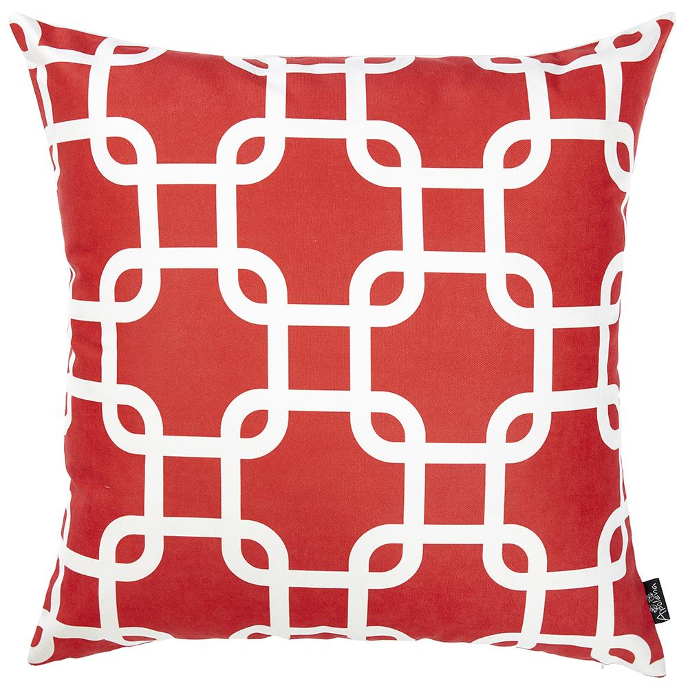 Nautica Red Latice Square 18" Throw Pillow Cover - Apolena