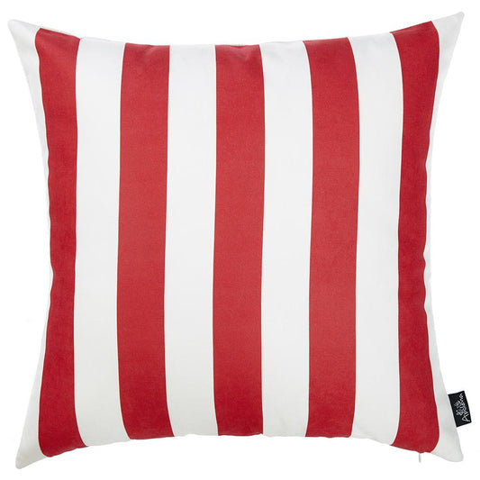 Nautica Red Stripe Square 18" Throw Pillow Cover - Apolena