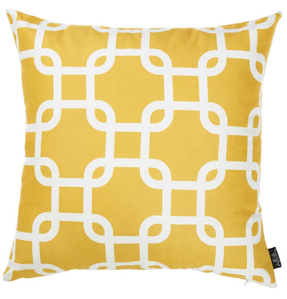 Nautica Yellow Latice Square 18" Throw Pillow Cover - Apolena