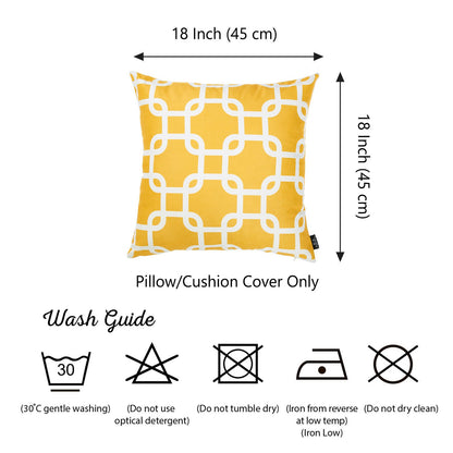 Nautica Yellow Latice Square 18" Throw Pillow Cover - Apolena