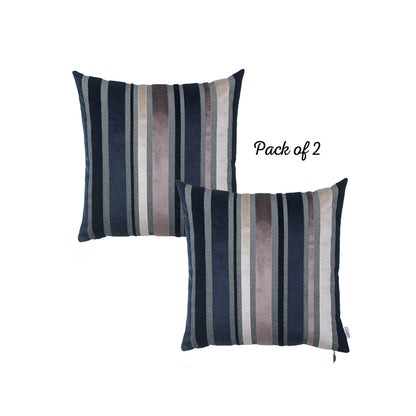 Velvet Dark Blue Luxurious Throw Decorative Pillow Case Set of 2 pcs (17 “x 17”) Square