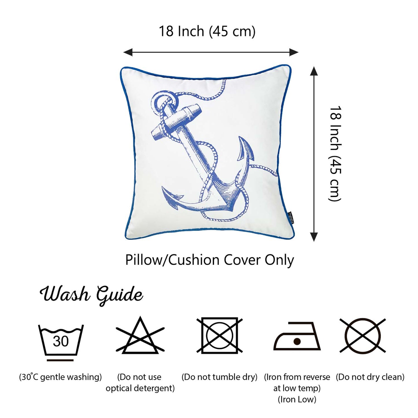 Nautica Octopus Anchor Square 18" Throw Pillow Cover & Insert (Set of 2)