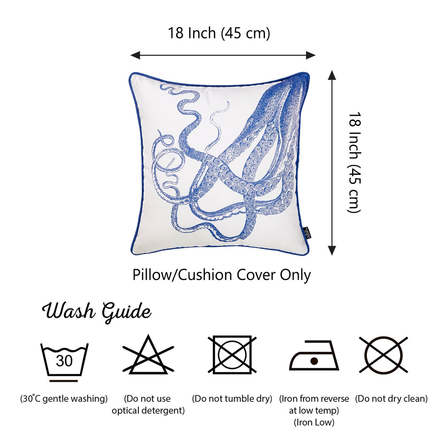 Nautica Octopus Anchor Square 18" Throw Pillow Cover & Insert (Set of 2)