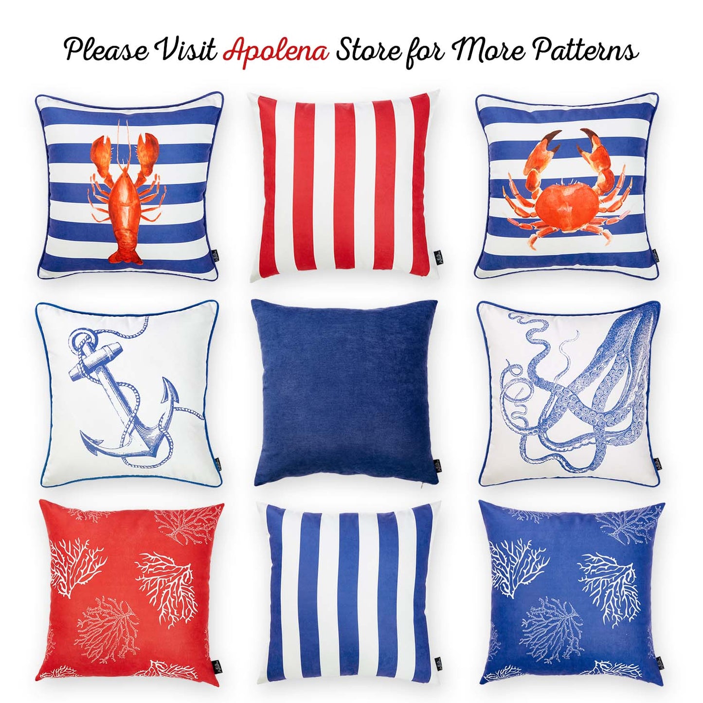 Nautica Octopus Anchor Square 18" Throw Pillow Cover & Insert (Set of 2)