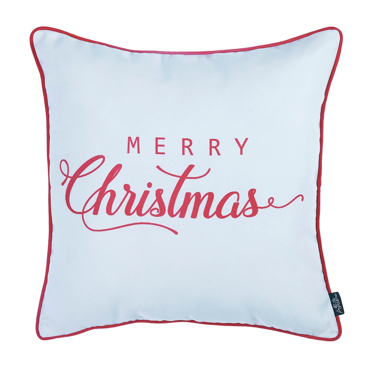 Decorative Merry Christmas Throw Pillow Cover Set of 2 Square 18" x 18" White & Red for Couch, Bedding