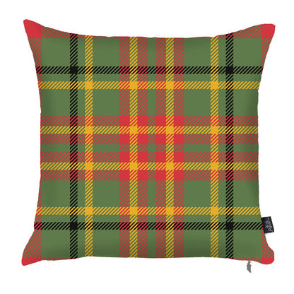 Decorative Christmas Themed Throw Pillow Cover Set of 4 Square 18" x 18" Red & Green for Couch, Bedding