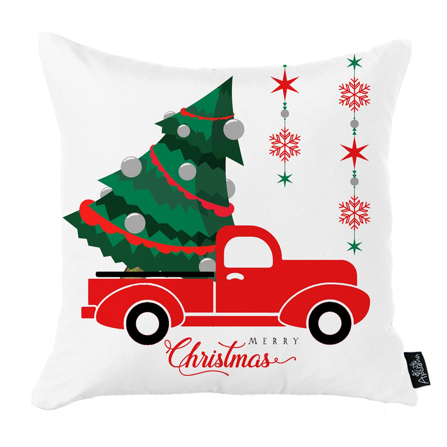 Decorative Christmas Themed Throw Pillow Cover Set of 4 Square 18" x 18" Multi-Color for Couch, Bedding